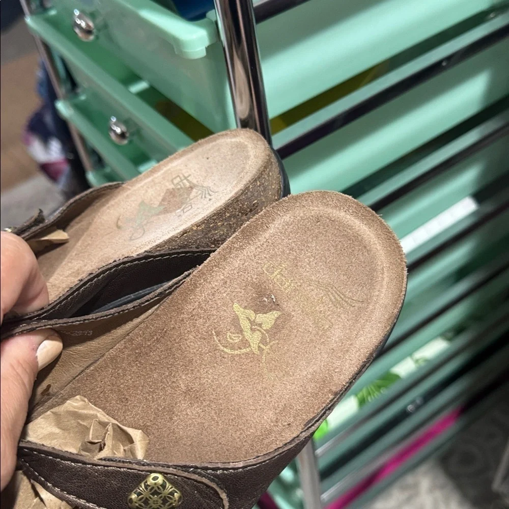 Dansko Janie sandals slide on Brown Leather Bronze Comfort 41  US 11 11.5